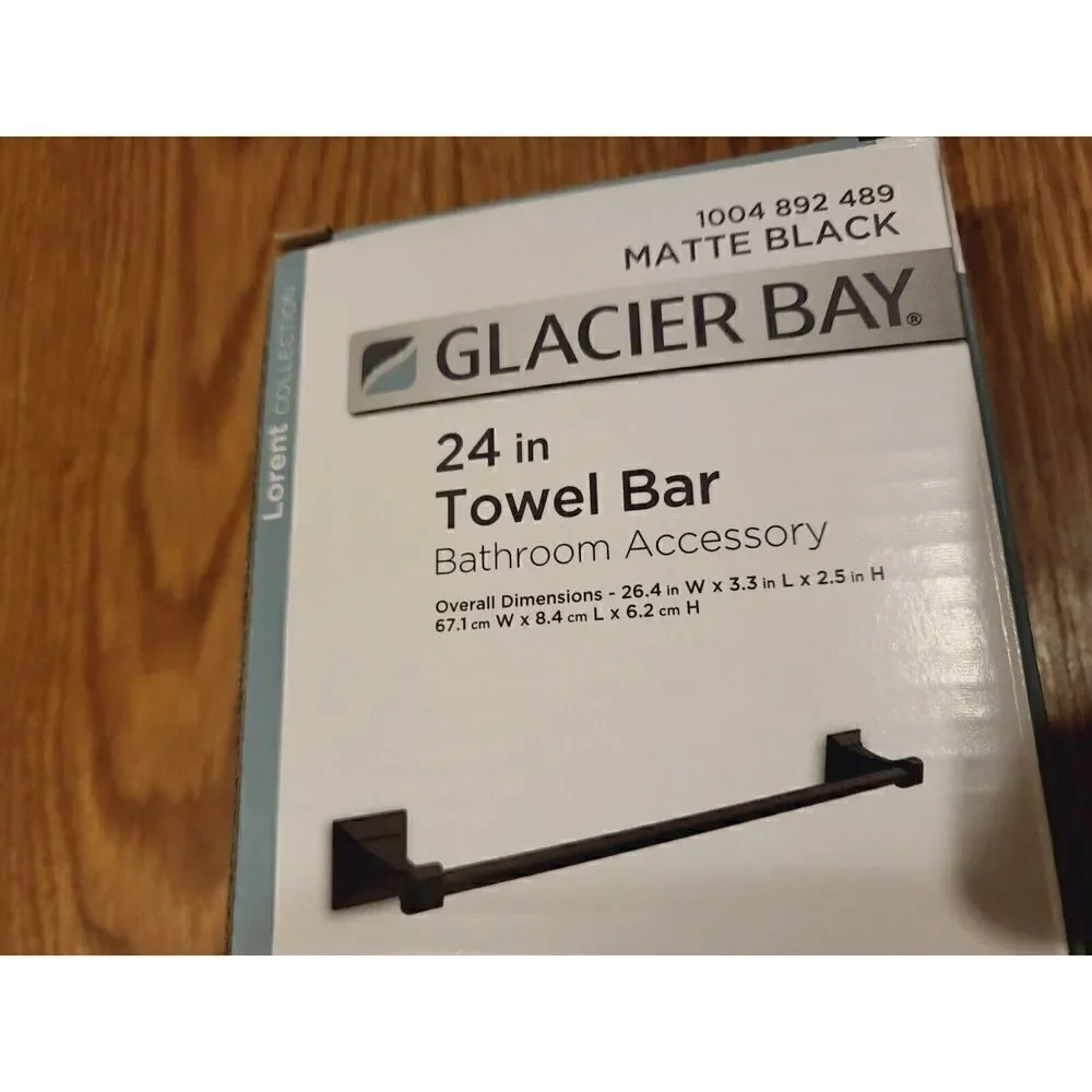 Glacier Bay Lorent 24 in. Towel Bar in Matte Black, 1004 892 489 Free Shipping!